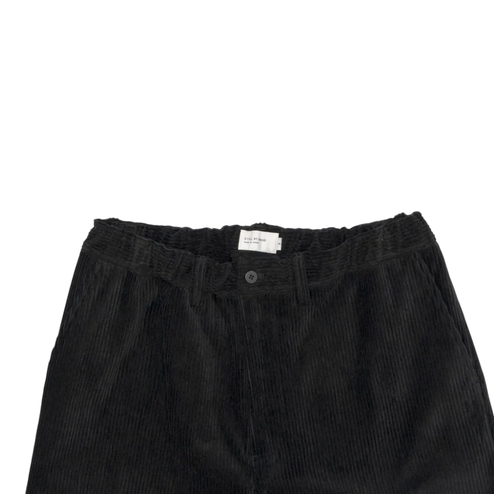 Still By Hand - Corduroy Straight Pants - Black Bukse STILL BY HAND 