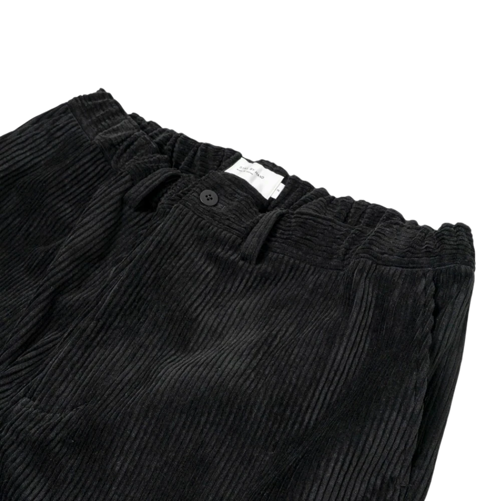 Still By Hand - Corduroy Straight Pants - Black Bukse STILL BY HAND 