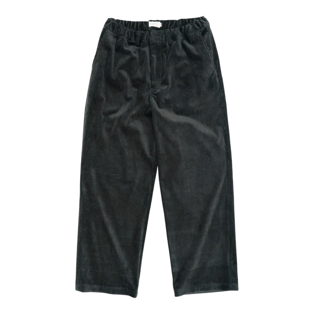 Still By Hand - Corduroy Straight Pants - Blue Charcoal Bukse STILL BY HAND 