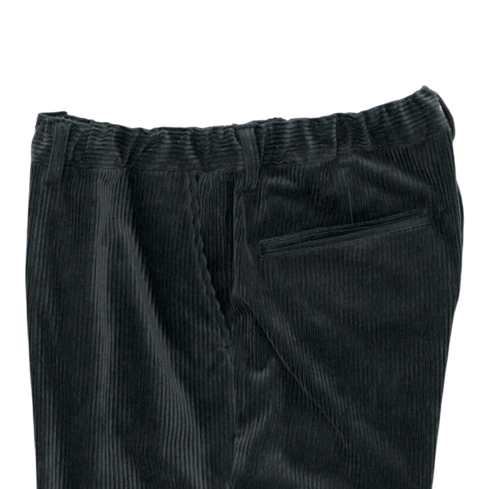 Still By Hand - Corduroy Straight Pants - Blue Charcoal Bukse STILL BY HAND 