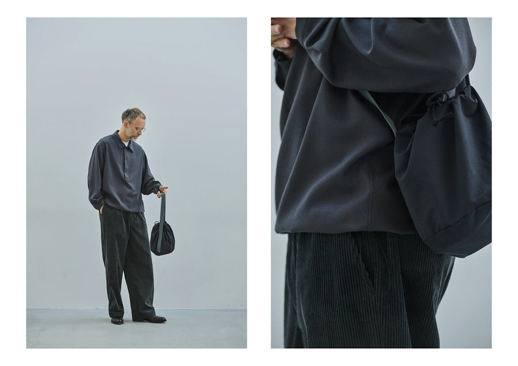 Still By Hand - Corduroy Straight Pants - Blue Charcoal Bukse STILL BY HAND 
