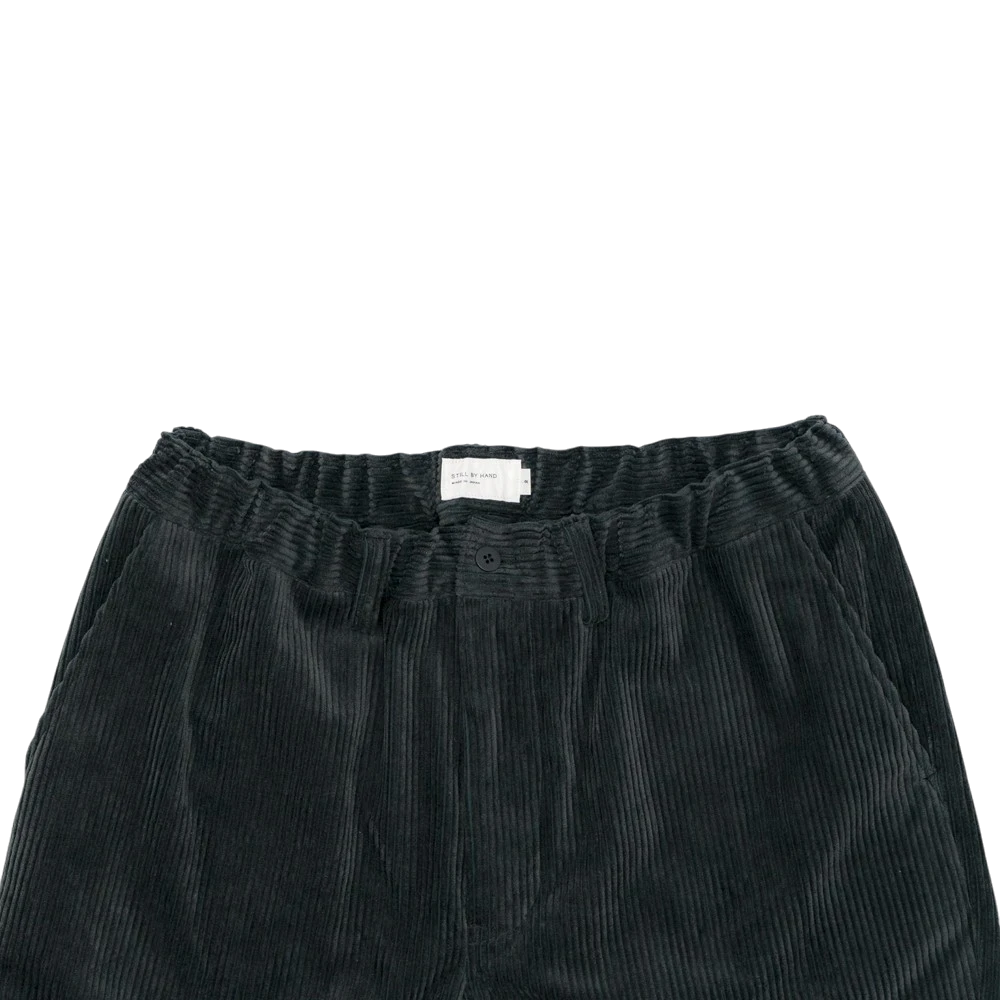 Still By Hand - Corduroy Straight Pants - Blue Charcoal Bukse STILL BY HAND 