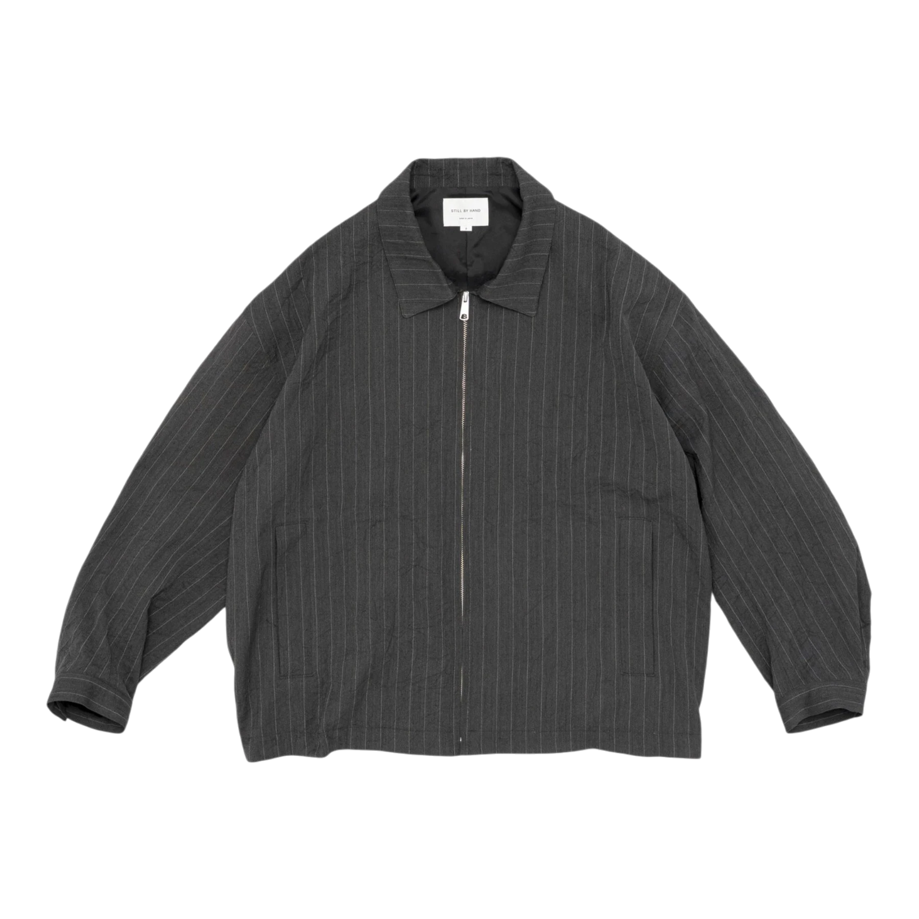 Still By Hand - Creasy Zip Up Blouson - Charcoal Jakke STILL BY HAND 