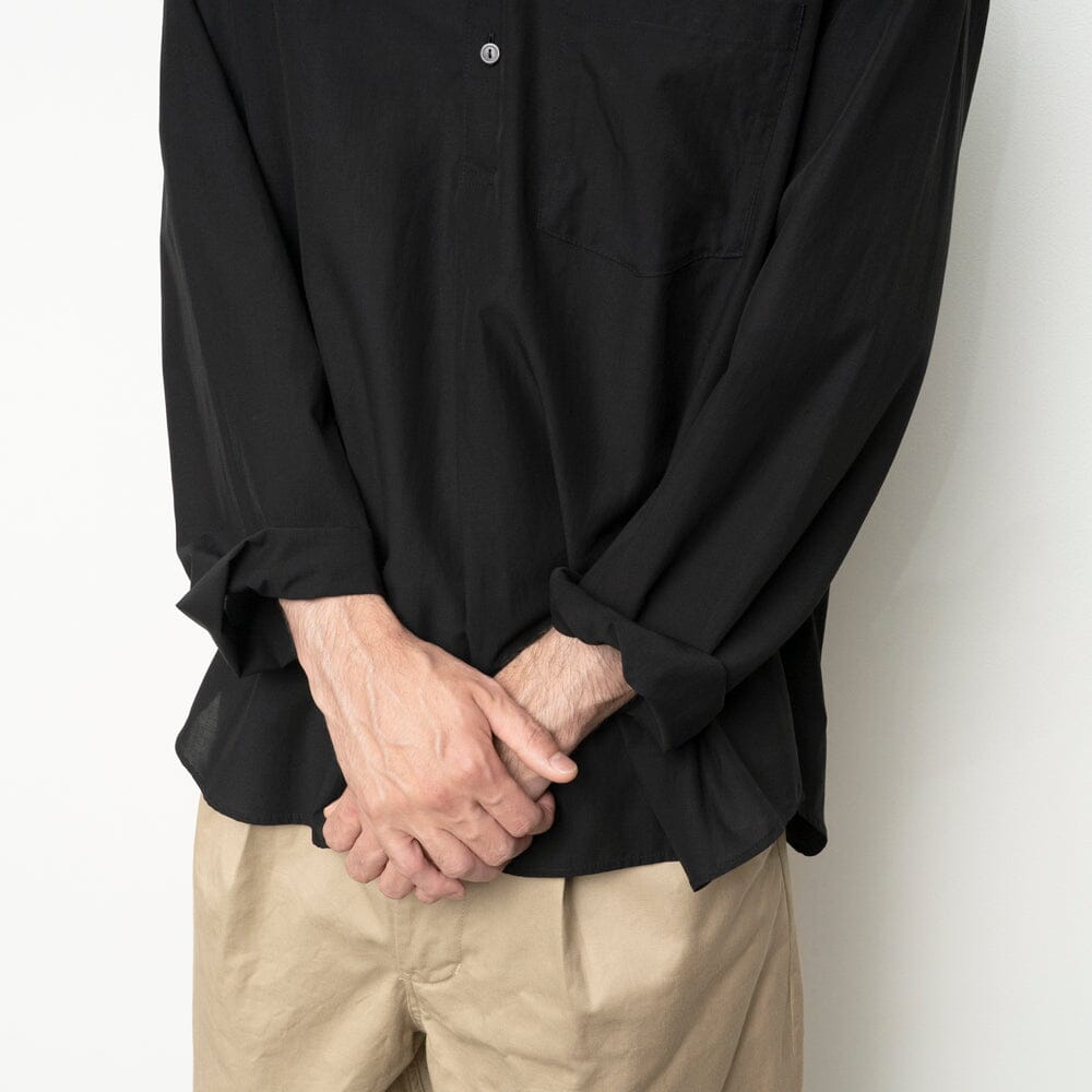 Still by Hand Cupro Mixed Pullover Shirt - Ink Black Shirt Still by Hand 