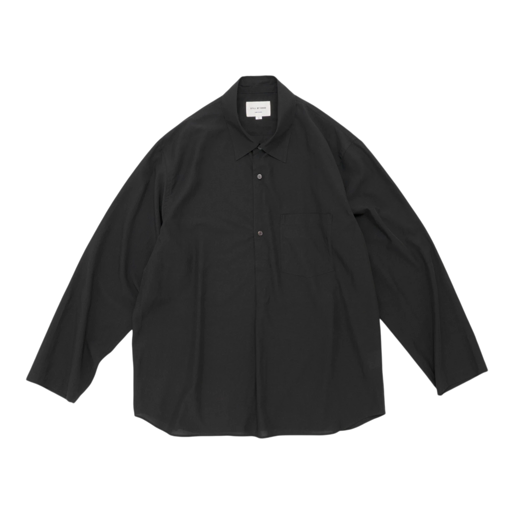 Still by Hand Cupro Mixed Pullover Shirt - Ink Black Shirt Still by Hand 