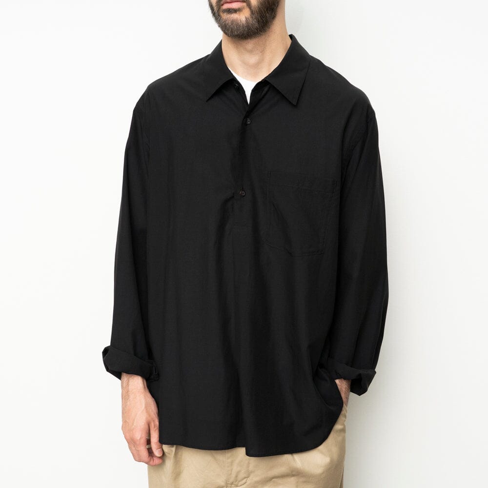 Still by Hand Cupro Mixed Pullover Shirt - Ink Black Shirt Still by Hand 