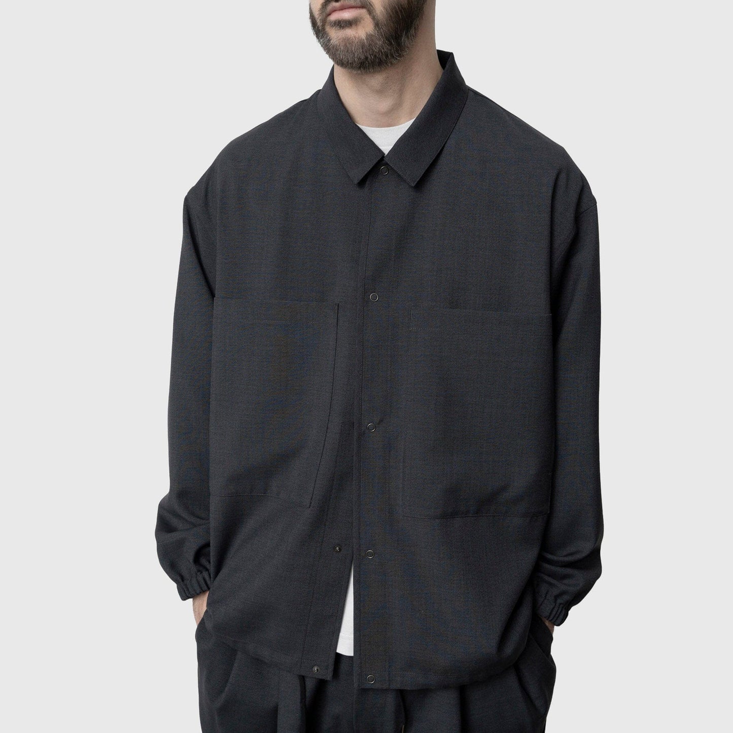 Still by Hand Double Pocket Shirt Jacket - Charcoal Overshirt Still By Hand 