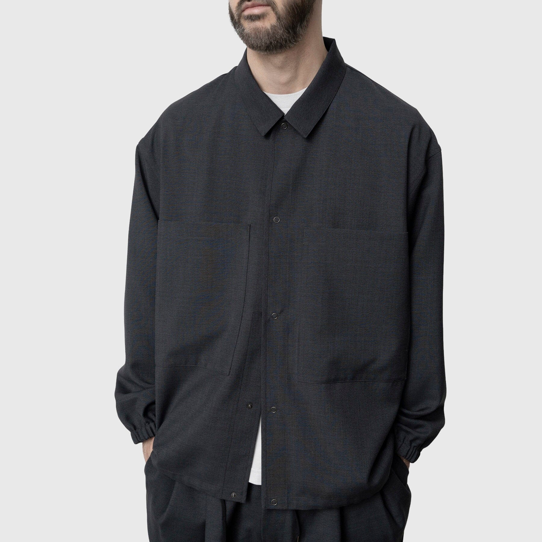 Still by Hand Double Pocket Shirt Jacket - Charcoal Overshirt Still By Hand 