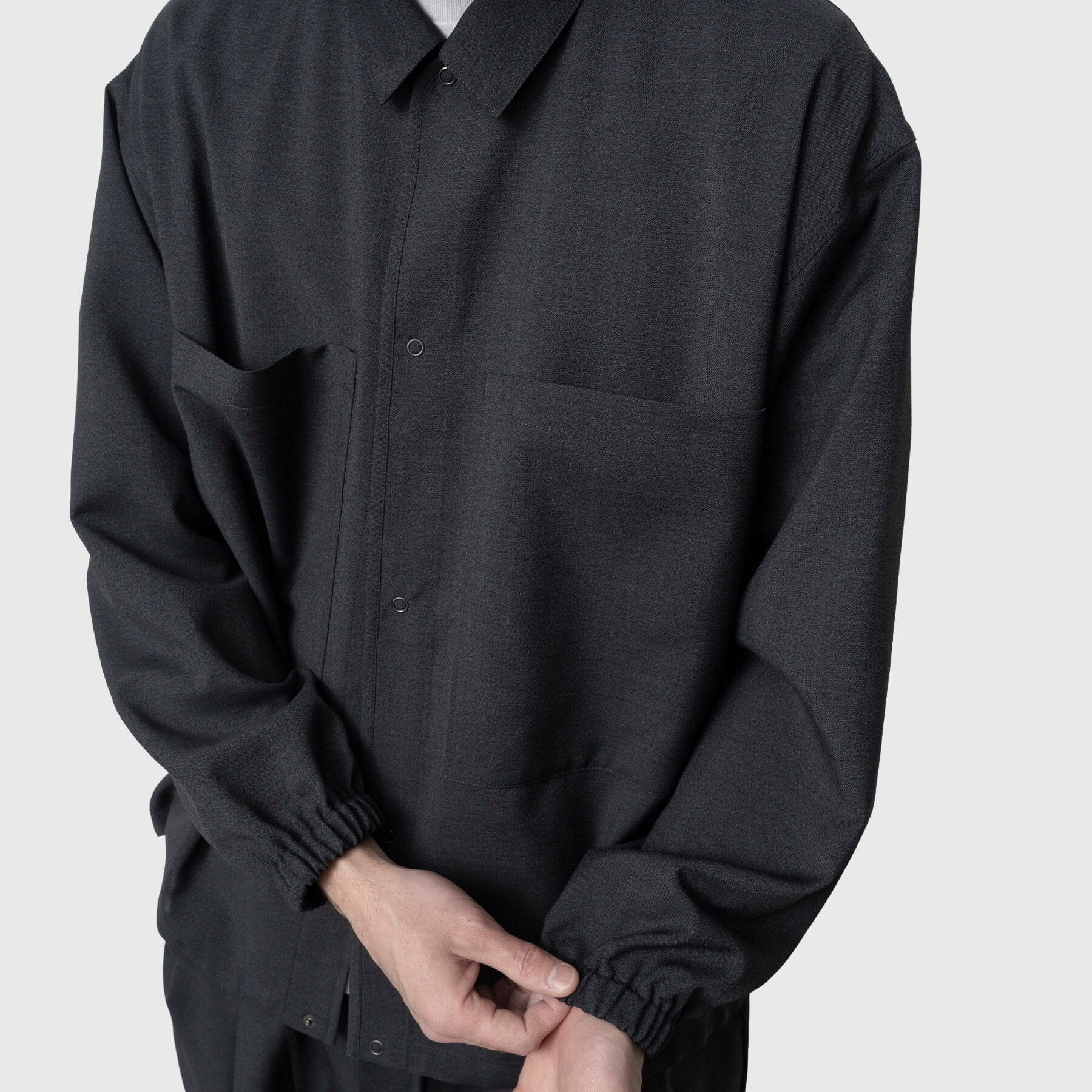 Still by Hand Double Pocket Shirt Jacket - Charcoal Overshirt Still By Hand 