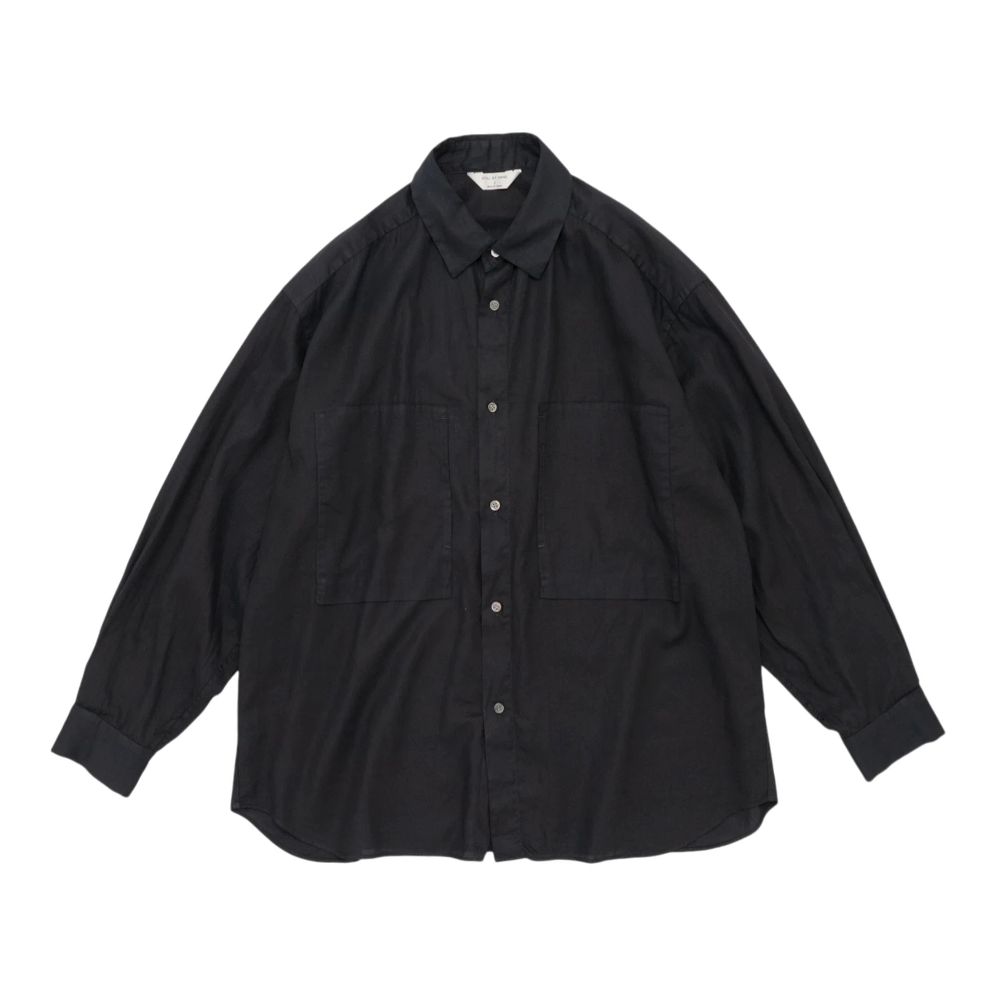 Still by Hand Garment-dye Over Shirt - Black Navy Shirt Still by Hand 