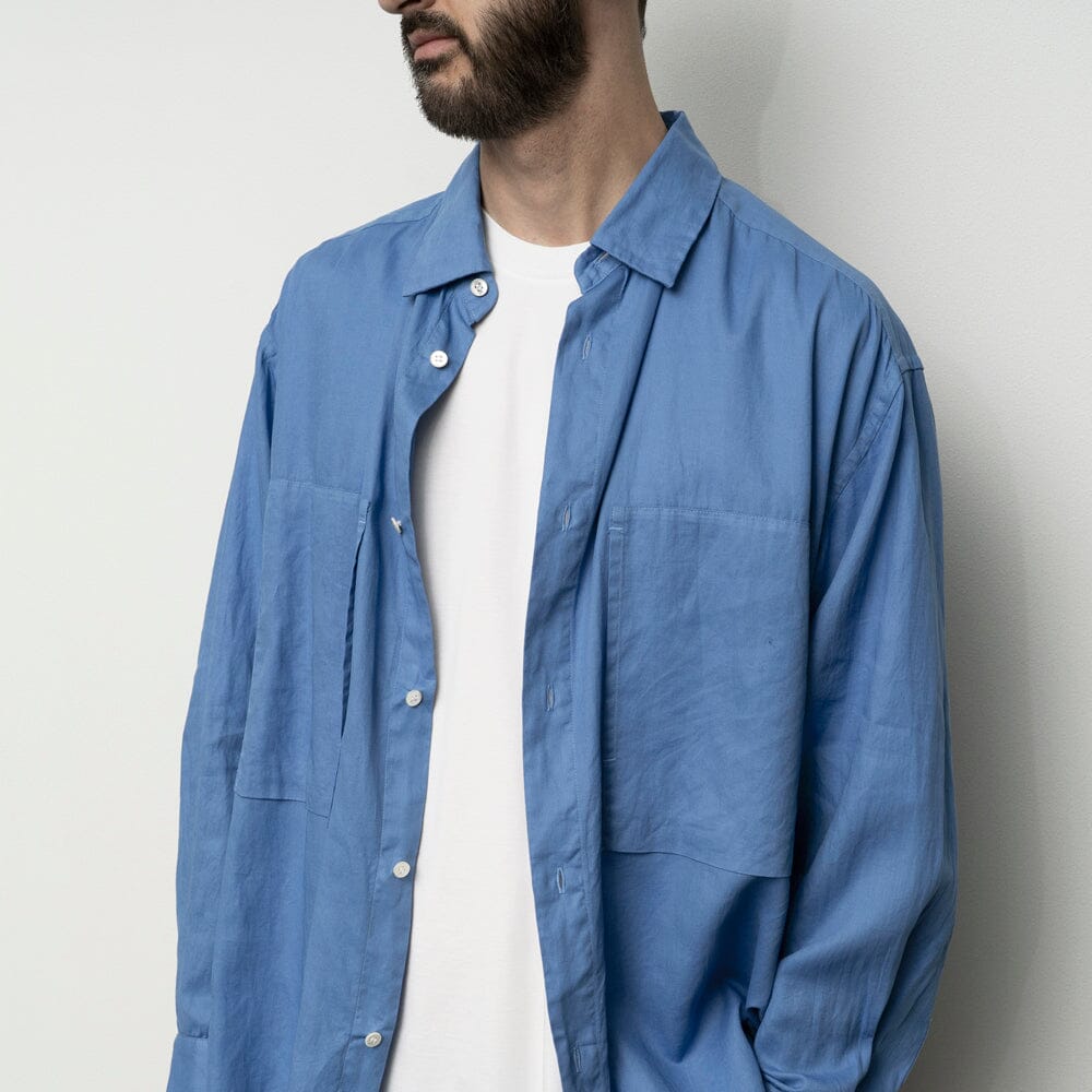 Still by Hand Garment-dye Over Shirt - Sky Blue Shirt Still by Hand 