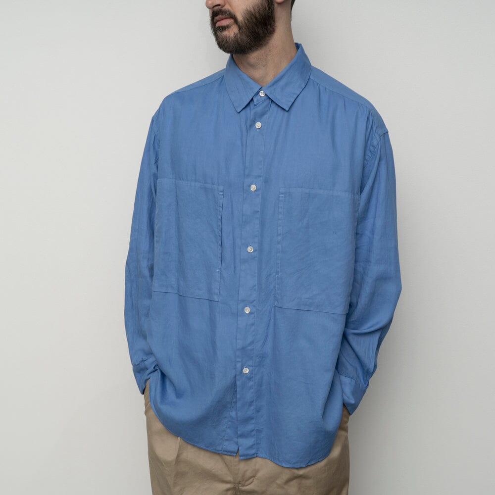Still by Hand Garment-dye Over Shirt - Sky Blue Shirt Still by Hand 