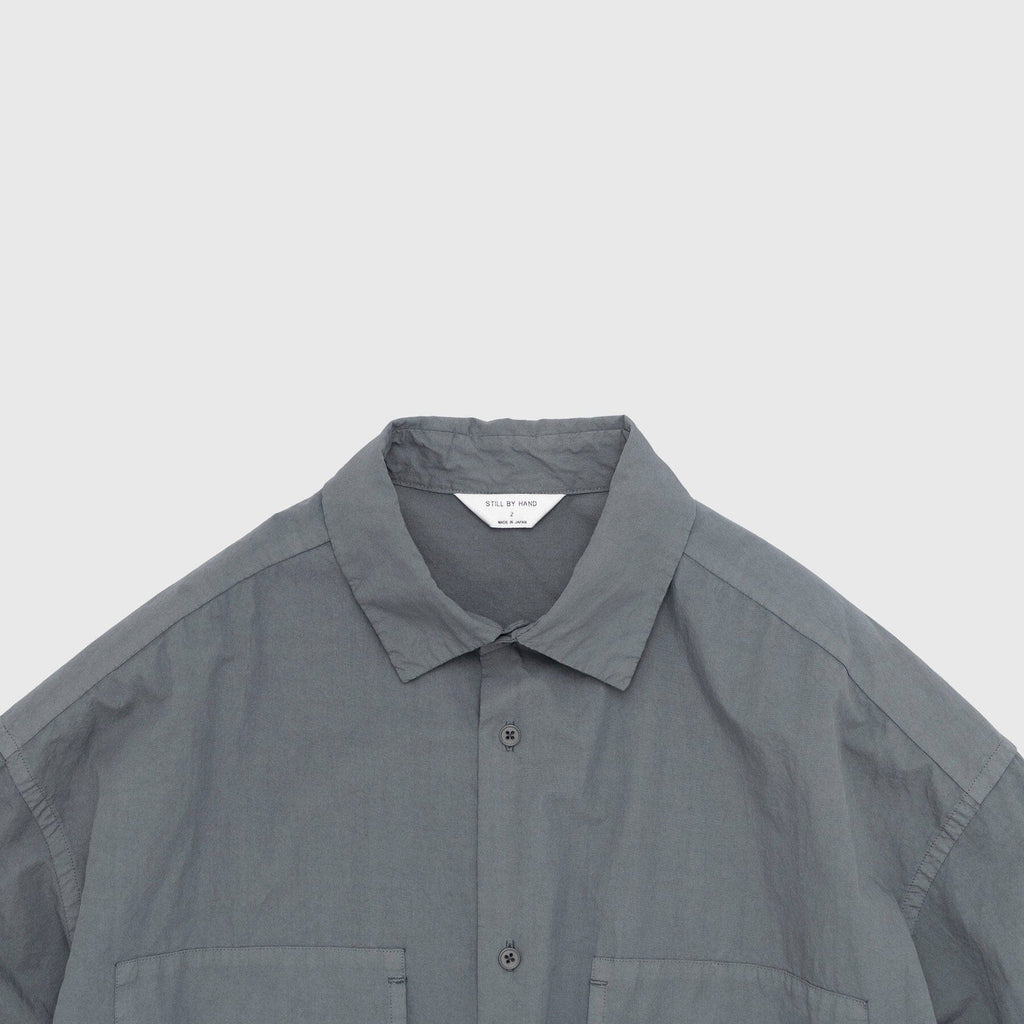 Still by Hand Garment-Dye Overshirt - Blue Grey Overshirt Still By Hand 
