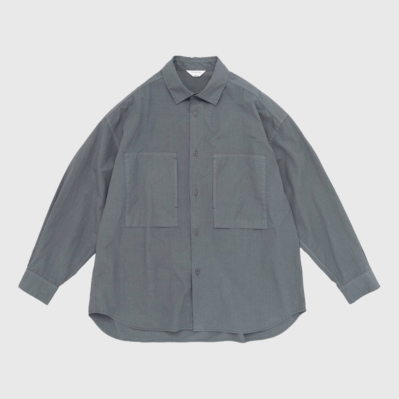 Still by Hand Garment-Dye Overshirt - Blue Grey Overshirt Still By Hand 