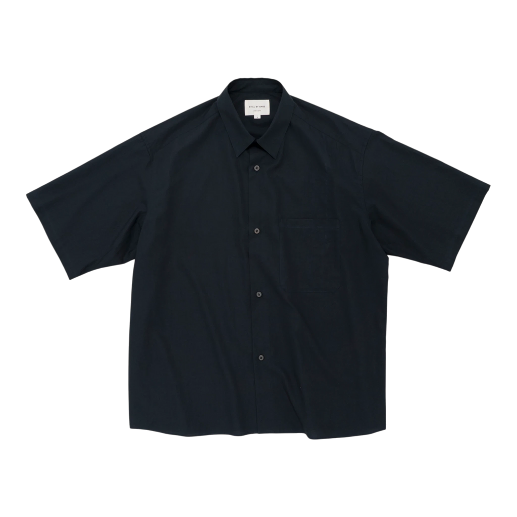 Still by Hand Half Sleeve Cotton Shirt - Navy Shirt Still by Hand 
