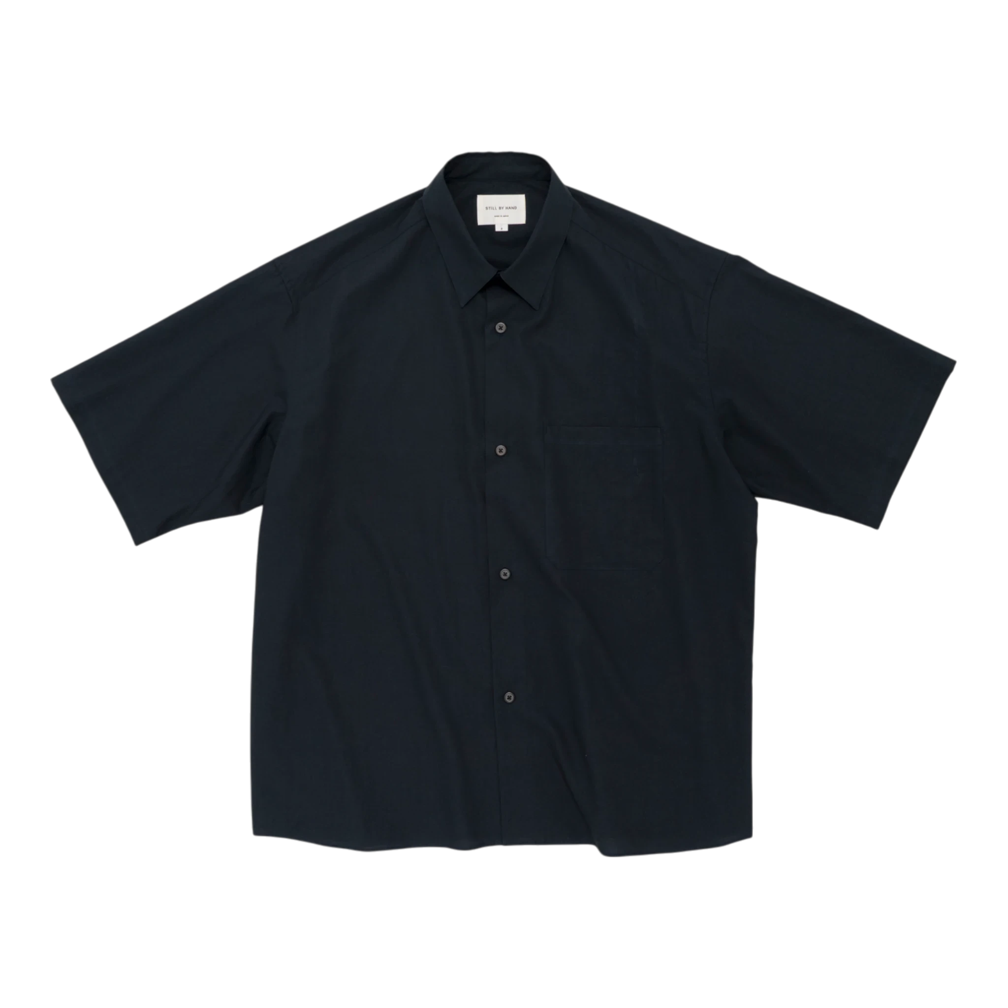 Still by Hand Half Sleeve Cotton Shirt - Navy Shirt Still by Hand 