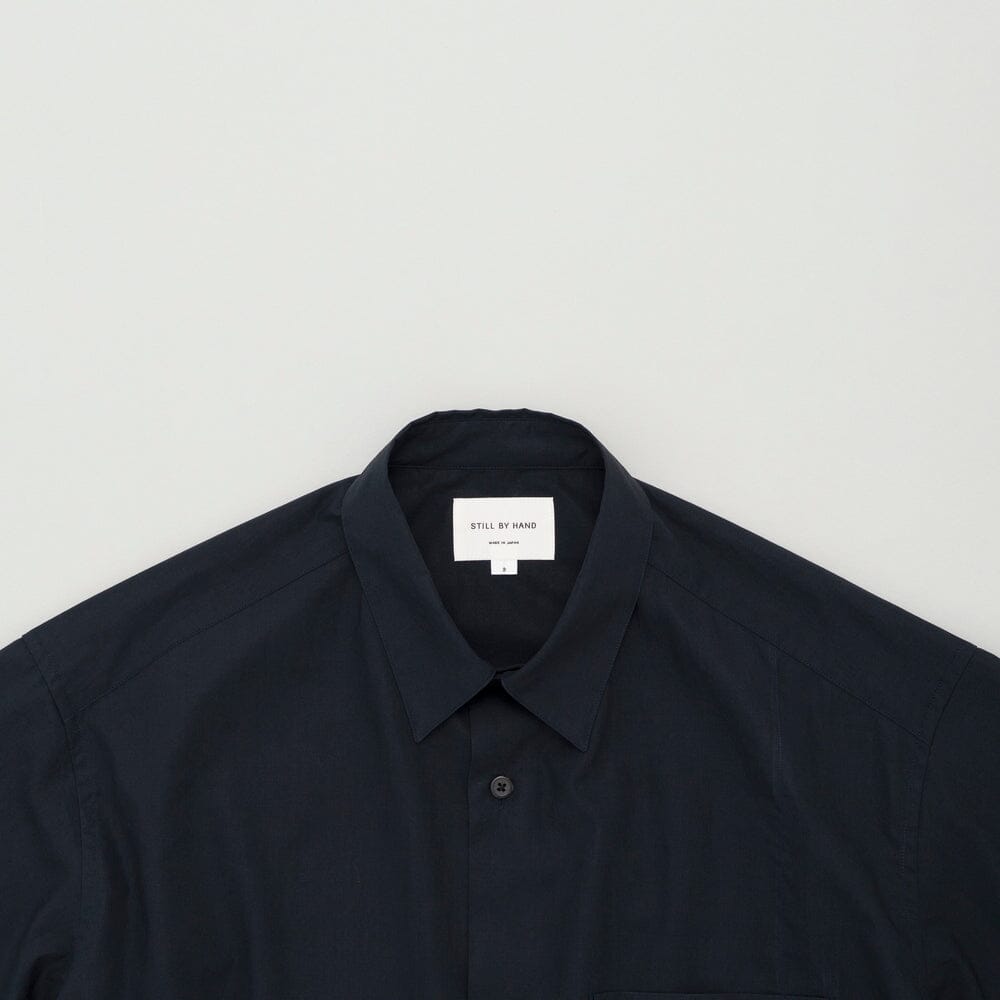 Still by Hand Half Sleeve Cotton Shirt - Navy Shirt Still by Hand 