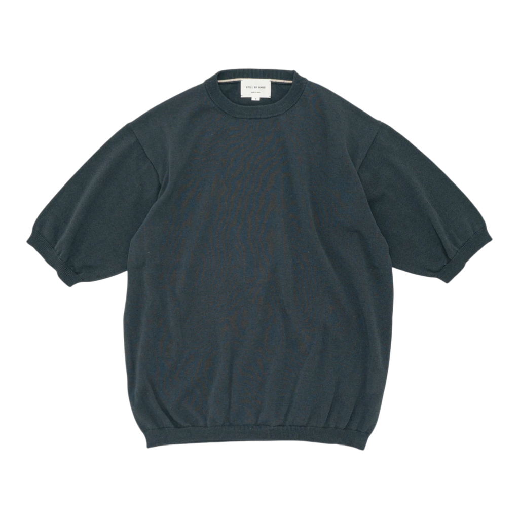 Still by Hand Half Sleeve Knit T-shirt - Teal Blue T-shirt Still by Hand 