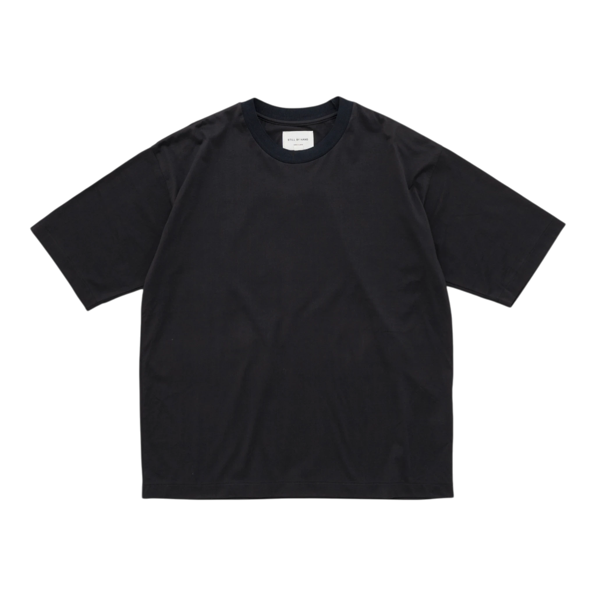 Still by Hand Knitted Rib T-shirt - Black Navy T-shirt Still by Hand 