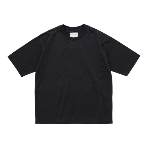 Still by Hand Knitted Rib T-shirt - Black Navy T-shirt Still by Hand 