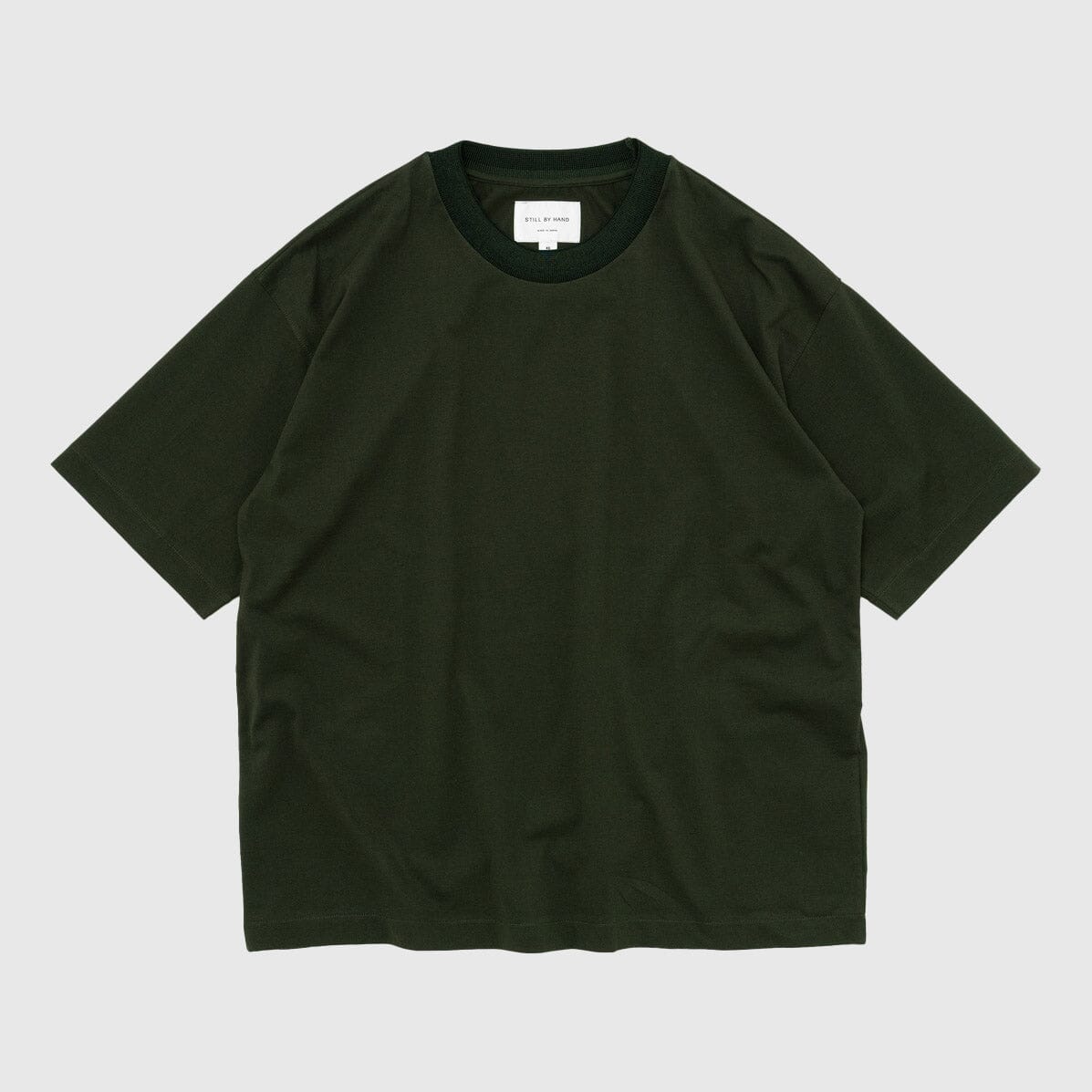 Still By Hand Knitted Rib T-Shirt - Dark Olive T-shirt Still By Hand 