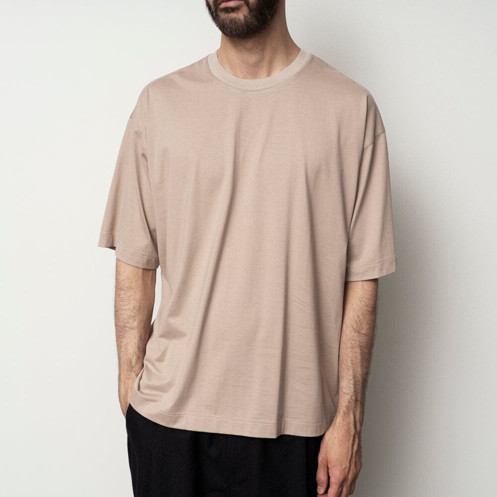 Still by Hand Knitted Rib T-shirt - Sand Beige T-shirt Still by Hand 