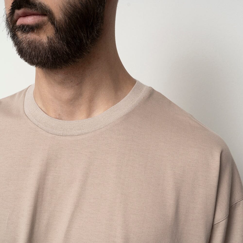 Still by Hand Knitted Rib T-shirt - Sand Beige T-shirt Still by Hand 