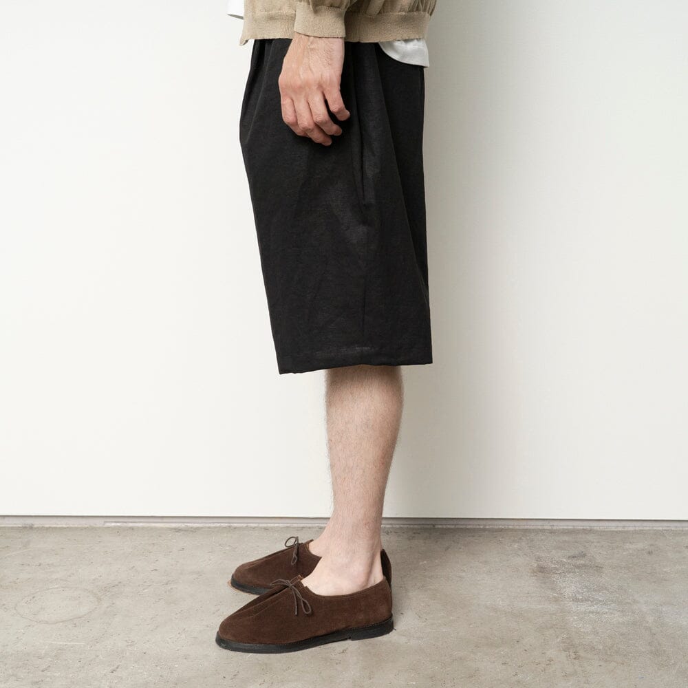 Still by Hand Linen Mixed Wide Shorts - Black Shorts Still by Hand 