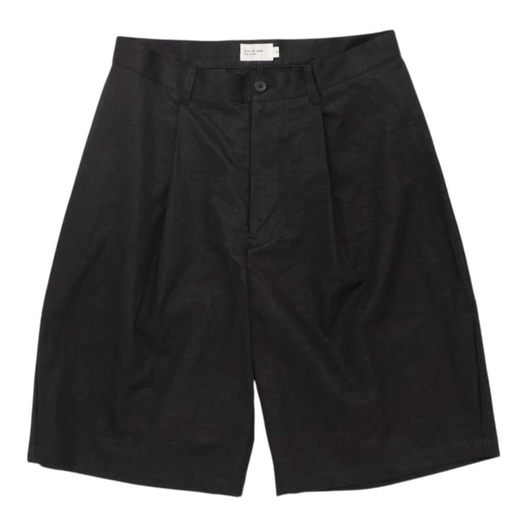 Still by Hand Linen Mixed Wide Shorts - Black Shorts Still by Hand 