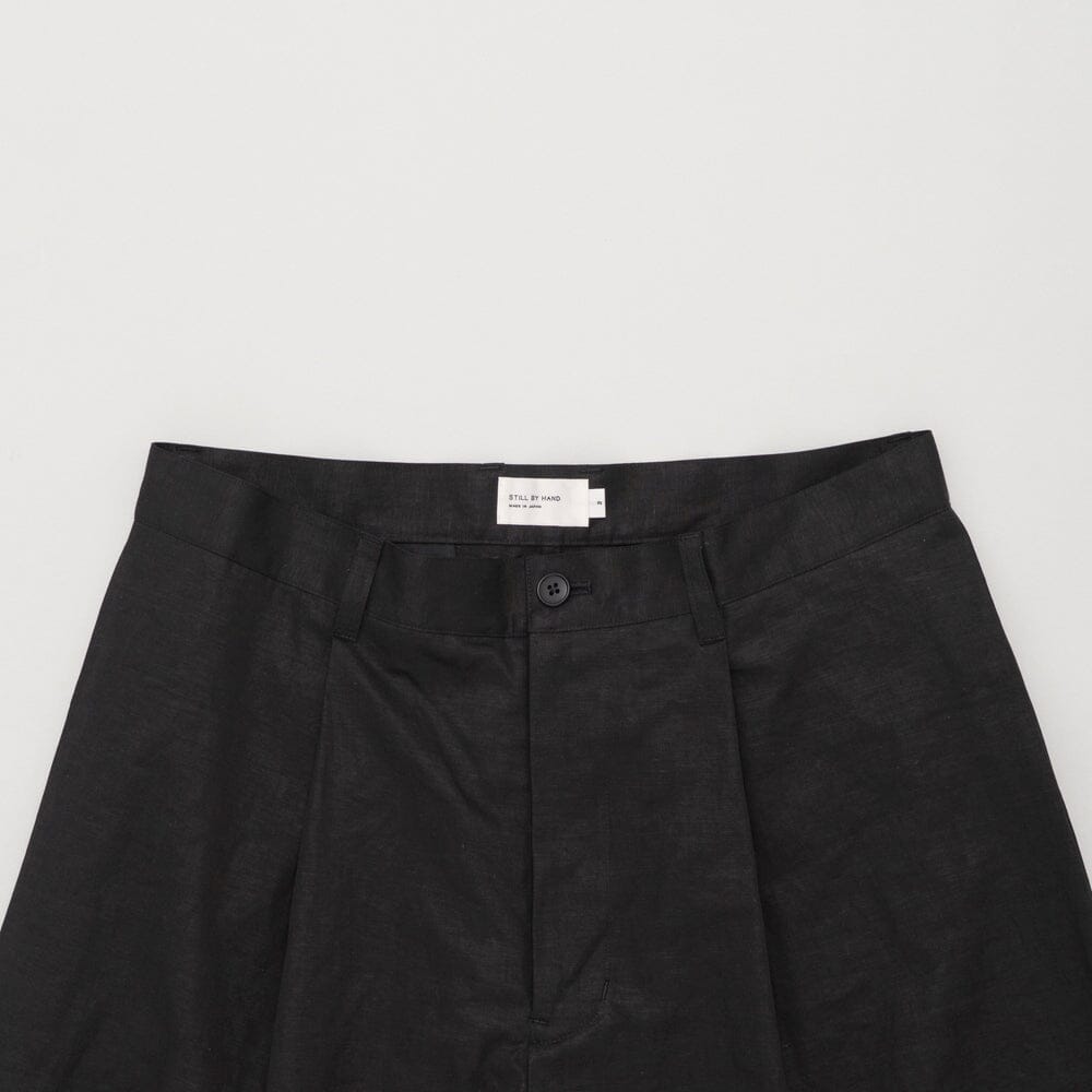 Still by Hand Linen Mixed Wide Shorts - Black Shorts Still by Hand 