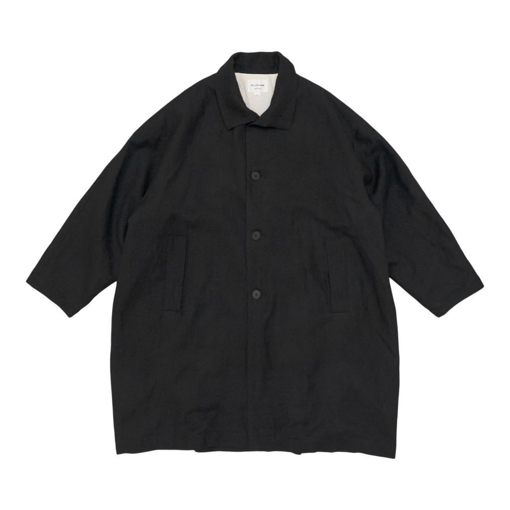 Still By Hand - Linen Mixed Wool Coat - Black Jakke STILL BY HAND 