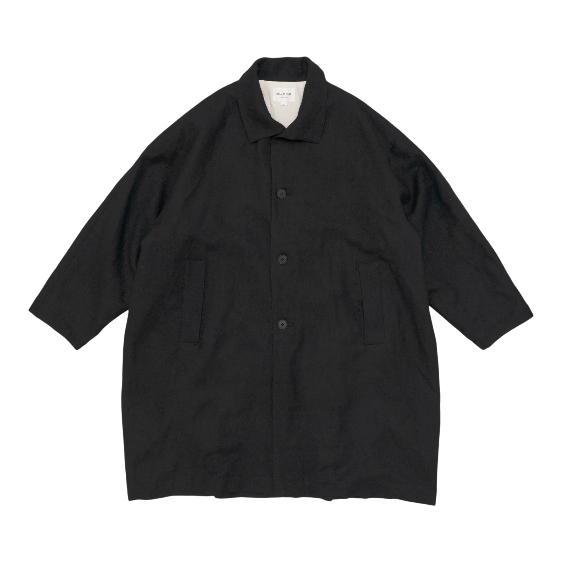 Still By Hand - Linen Mixed Wool Coat - Black Jakke STILL BY HAND 