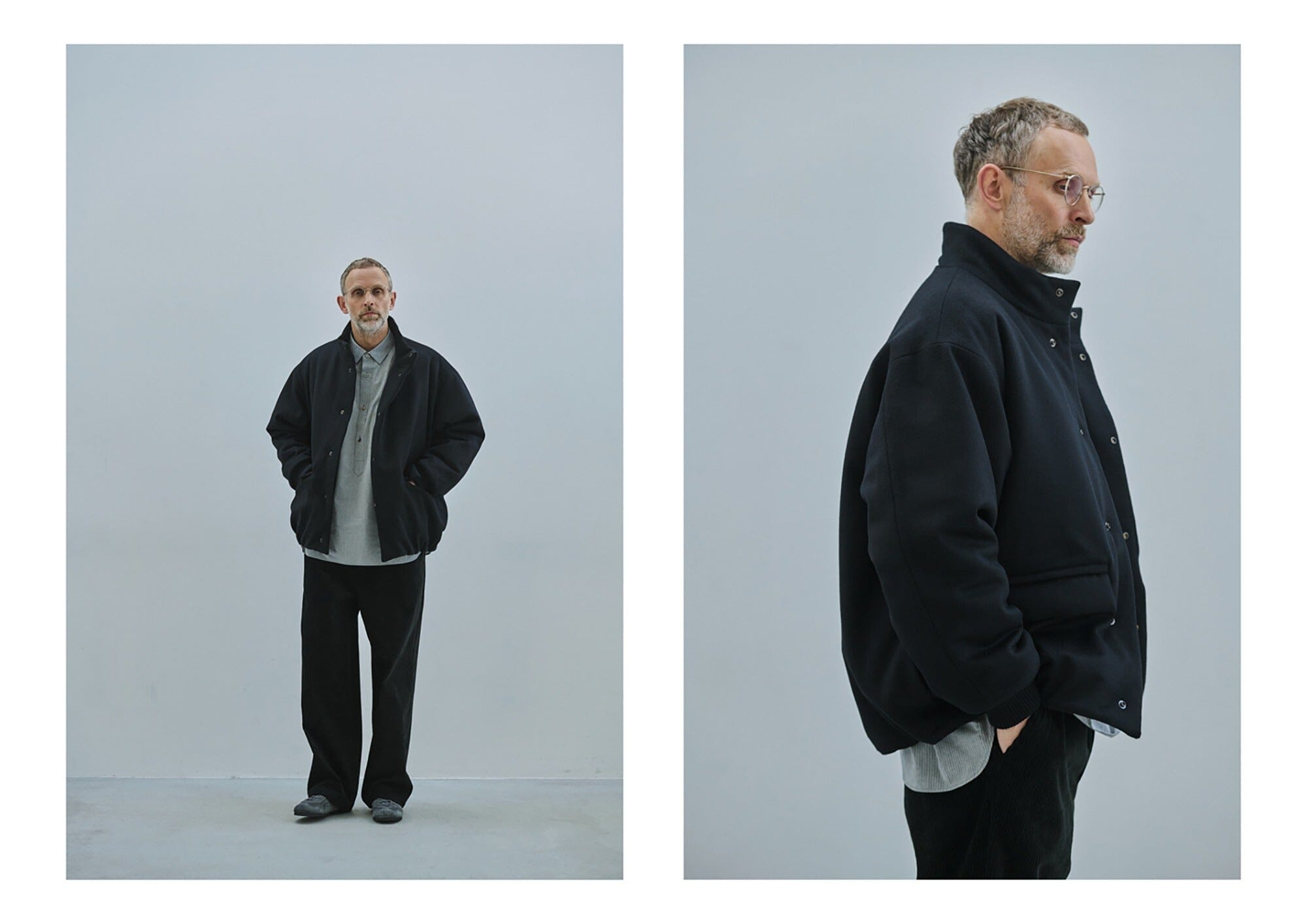 Still By Hand - Padded Wool Blouson - Black Jakke STILL BY HAND 
