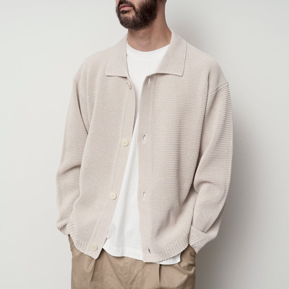 Still by Hand Paper Mixed Knit Blouson - Taupe Jacket Still by Hand 