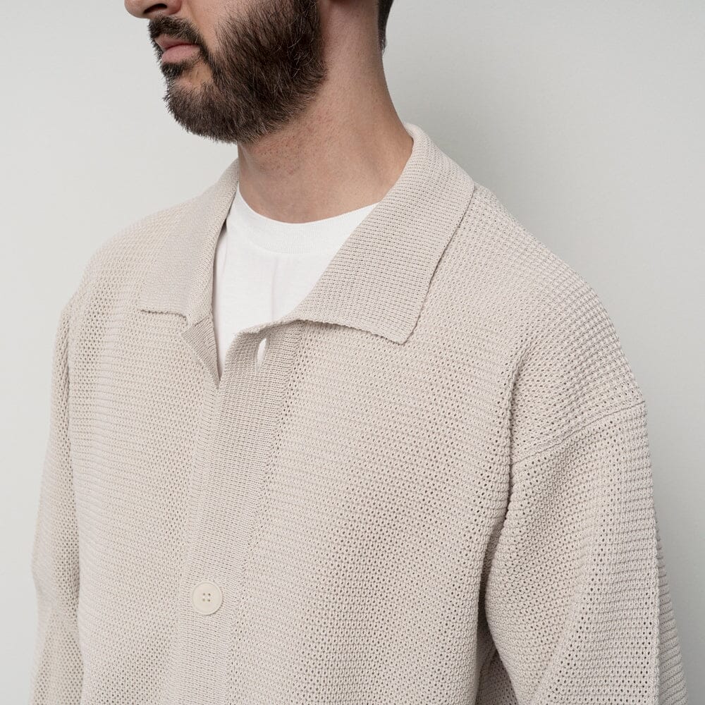 Still by Hand Paper Mixed Knit Blouson - Taupe Jacket Still by Hand 