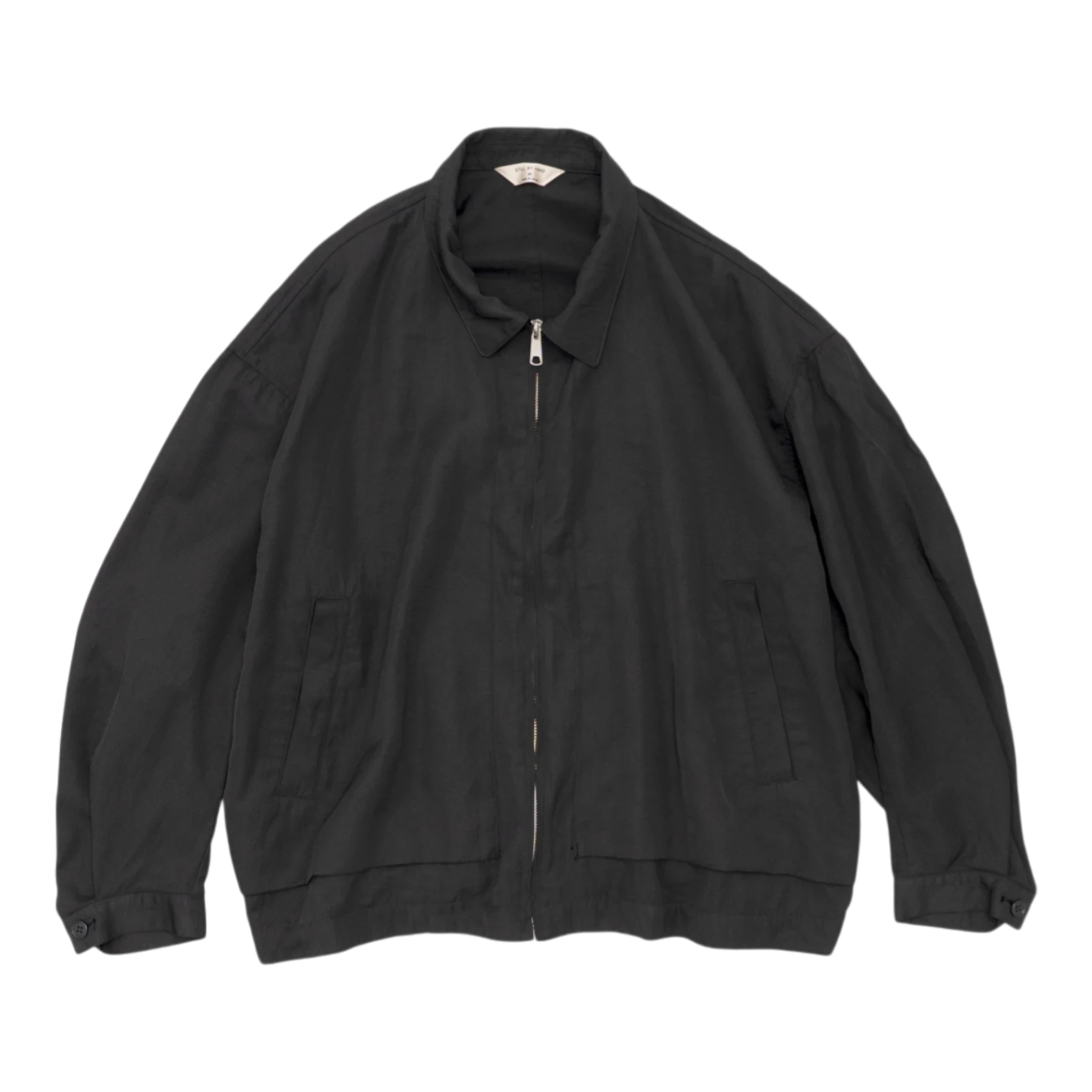 Still by Hand Pigment Print Zip Up Blouson - Black Jacket Still by Hand 