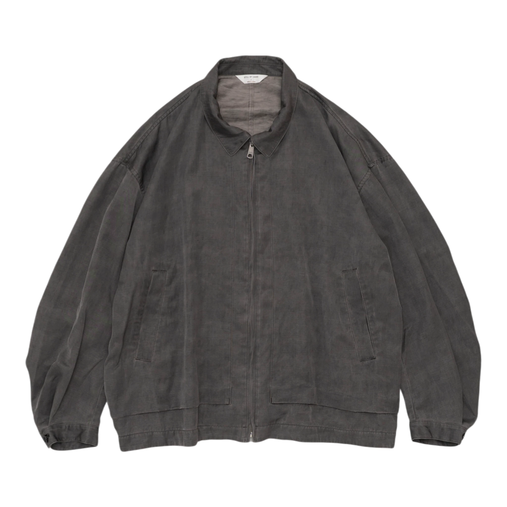 Still by Hand Pigment Print Zip Up Blouson - Dusty Grey Jacket Still by Hand 