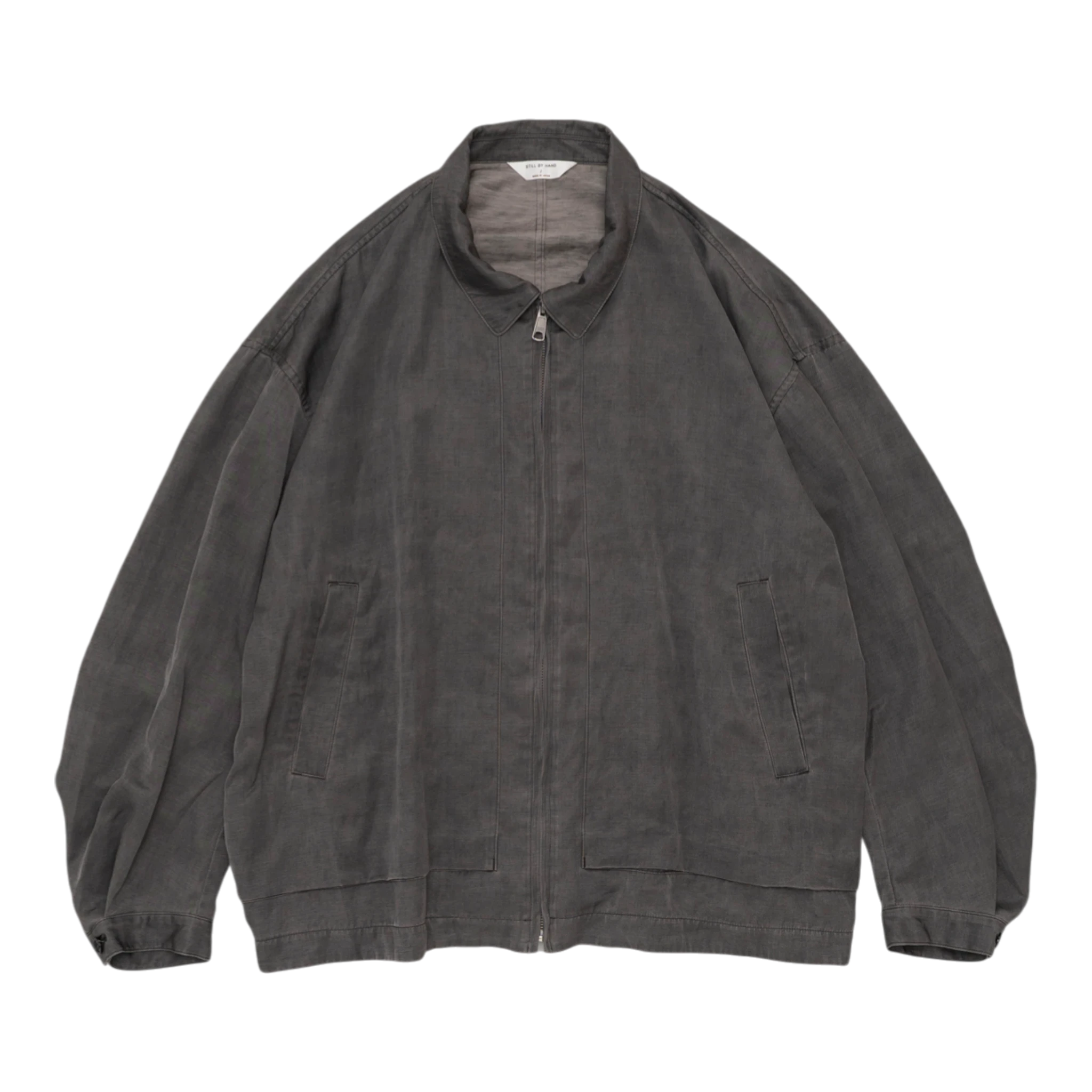 Still by Hand Pigment Print Zip Up Blouson - Dusty Grey Jacket Still by Hand 