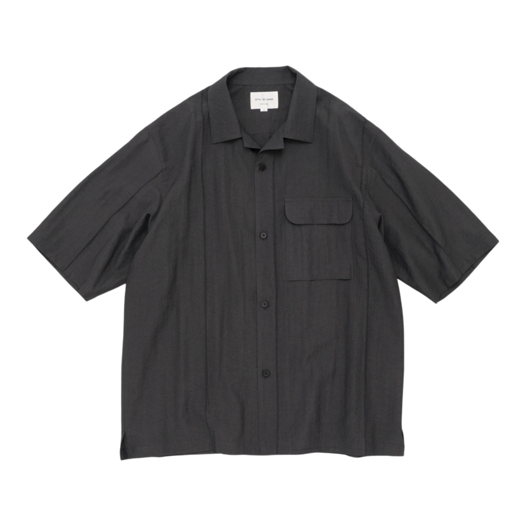 Still by Hand Pin Tuck Half Sleeve Shirt - Charcoal Shirt Still by Hand 