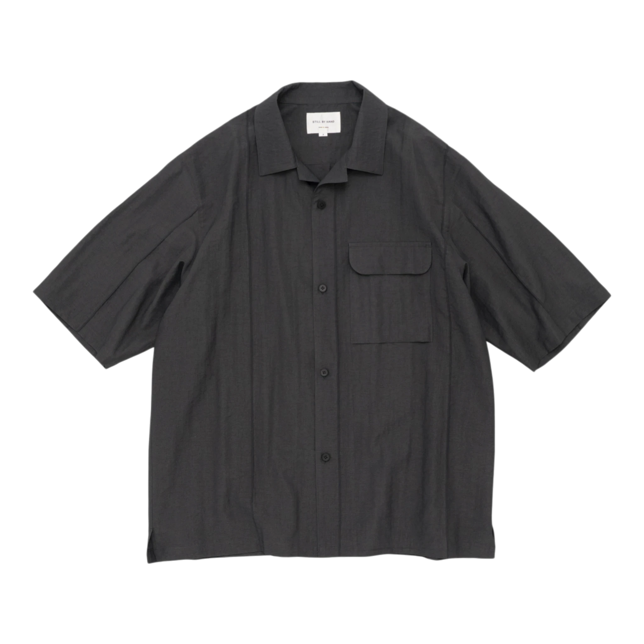 Still by Hand Pin Tuck Half Sleeve Shirt - Charcoal Shirt Still by Hand 
