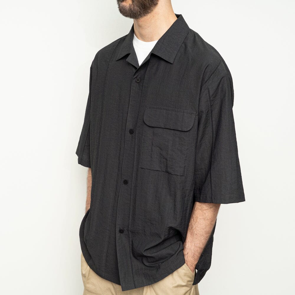 Still by Hand Pin Tuck Half Sleeve Shirt - Charcoal Shirt Still by Hand 