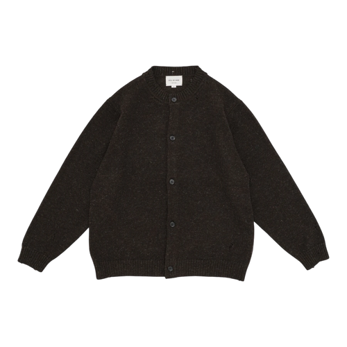 Still By Hand - Punched Shetland Cardigan - Dark Brown Cardigan STILL BY HAND 