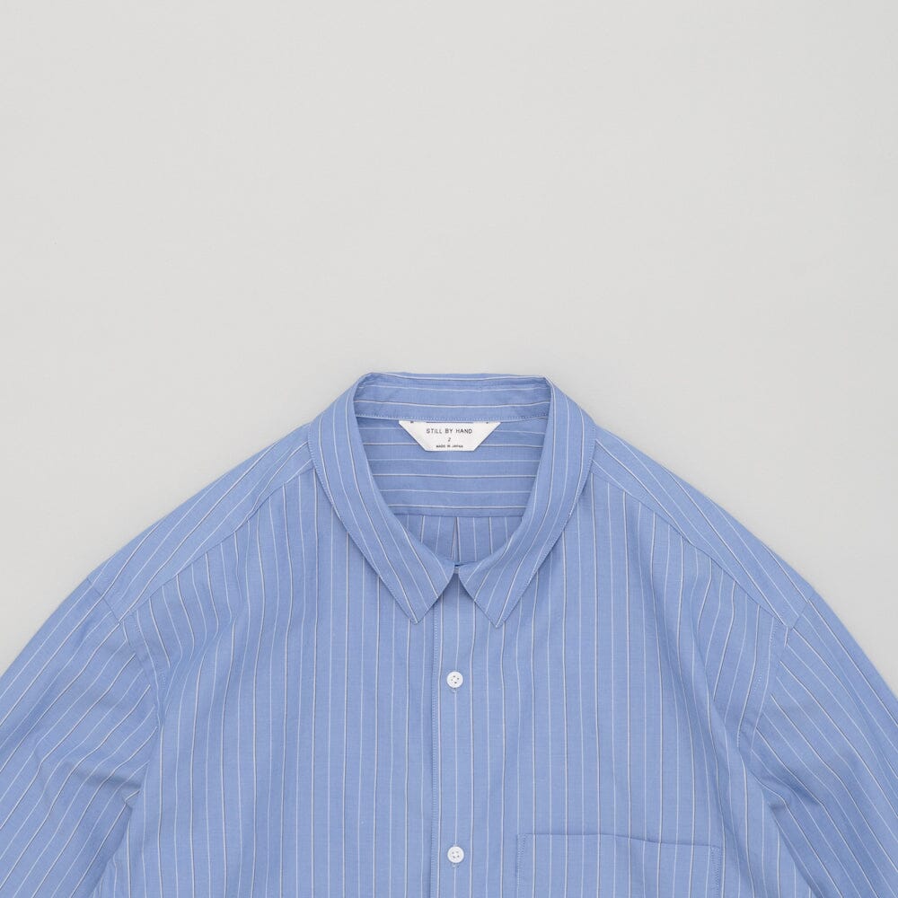 Still by Hand Regular Collar Shirt - Blue Stripe Shirt Still by Hand 