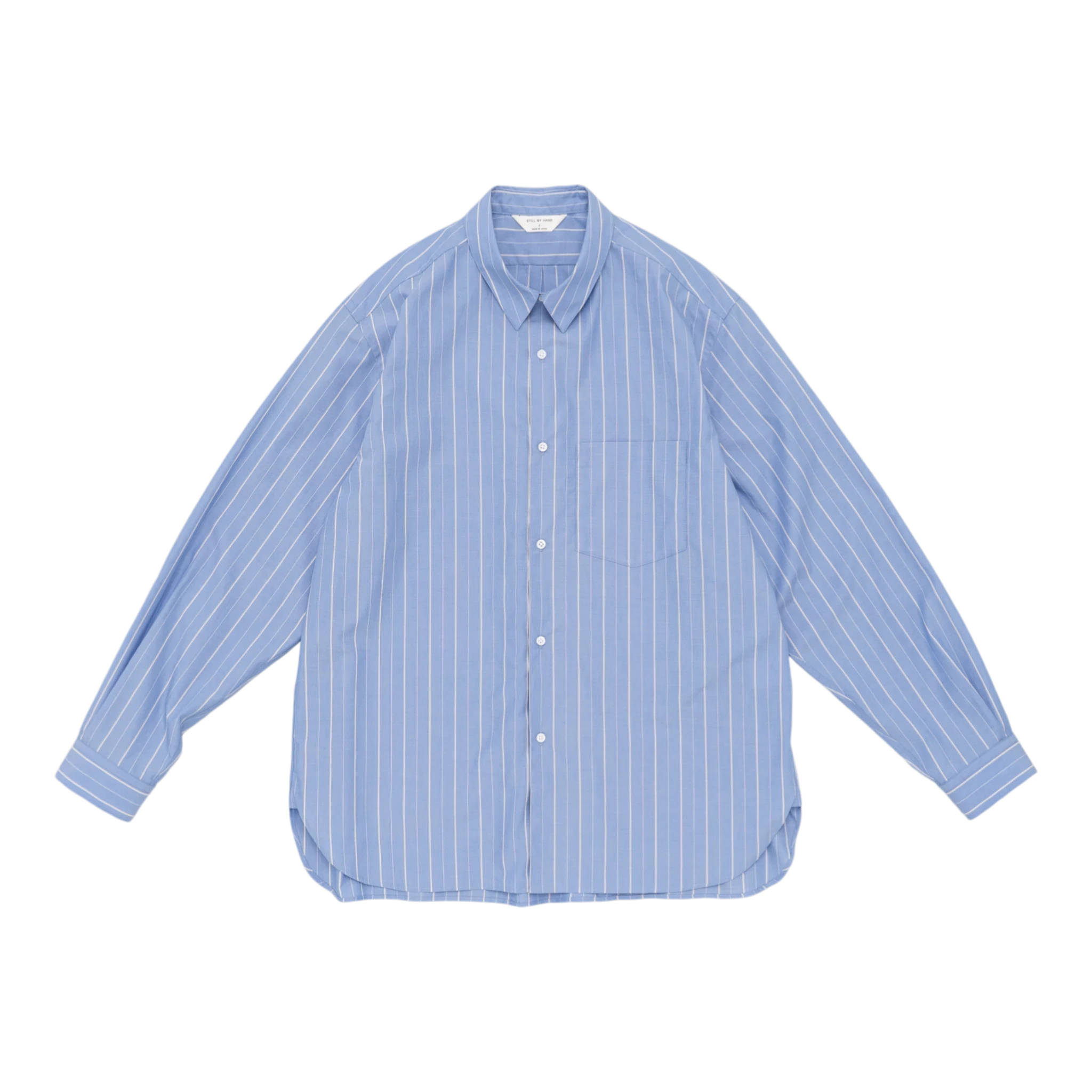 Still by Hand Regular Collar Shirt - Blue Stripe Shirt Still by Hand 