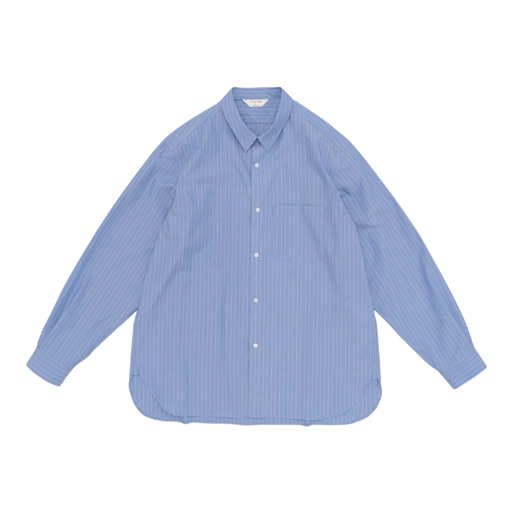 Still By Hand - Regular Collar Shirt - Blue Stripe Skjorte STILL BY HAND 