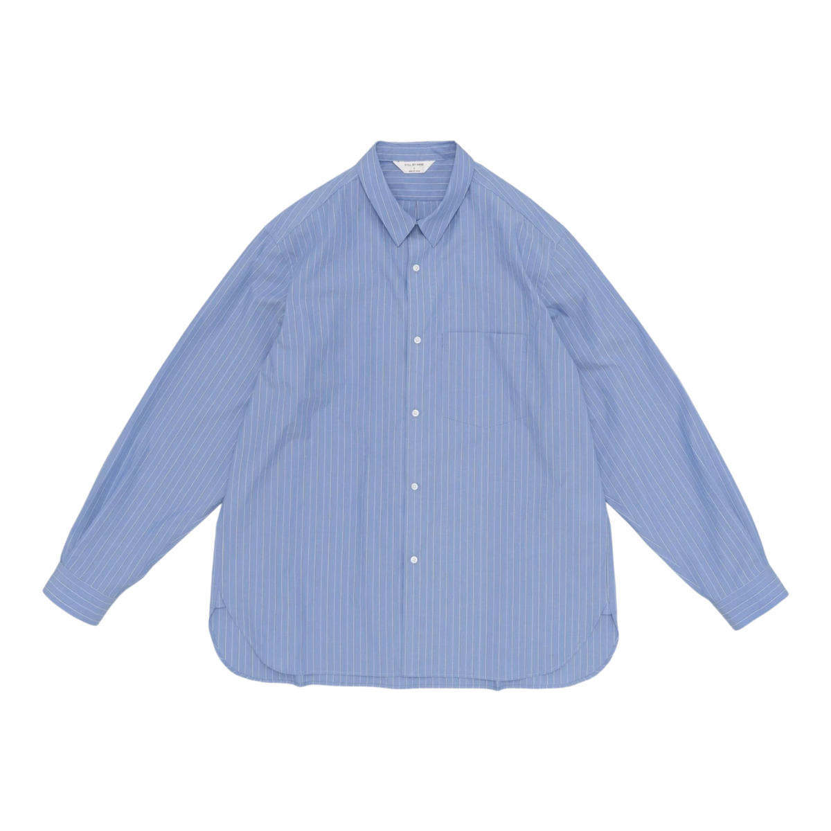 Still By Hand - Regular Collar Shirt - Blue Stripe Skjorte STILL BY HAND 