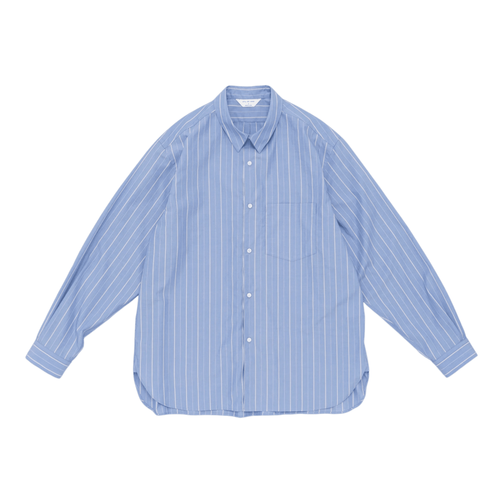 Still By Hand - Regular Collar Shirt - Blue Stripe Skjorte STILL BY HAND 