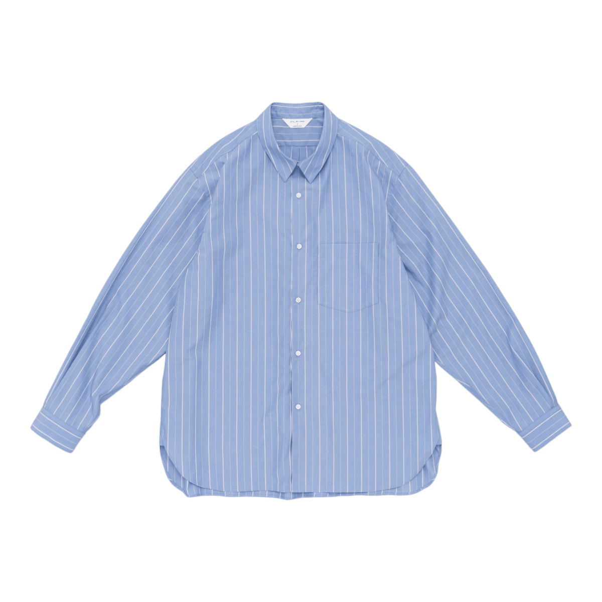 Still By Hand - Regular Collar Shirt - Blue Stripe Skjorte STILL BY HAND 