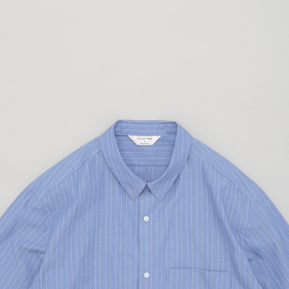 Still By Hand - Regular Collar Shirt - Blue Stripe Skjorte STILL BY HAND 