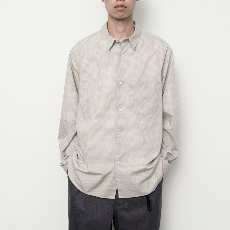 Still By Hand - Regular Collar Shirt - Grey Check Skjorte STILL BY HAND 